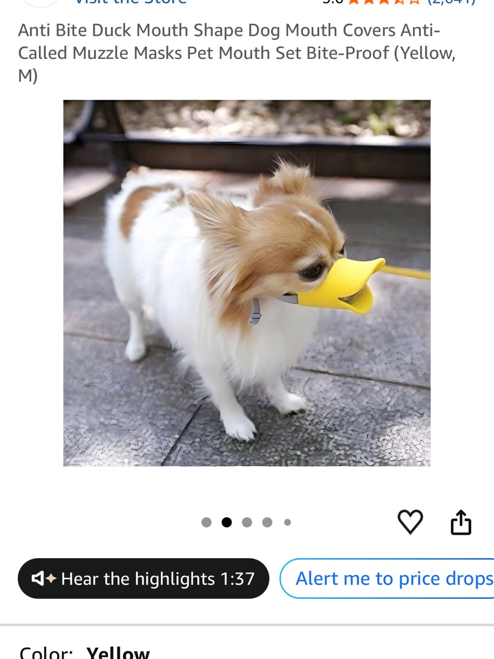Yellow Duck-Bill Anti-Bite Dog Muzzle - Comfortable Soft Silicone Medium
